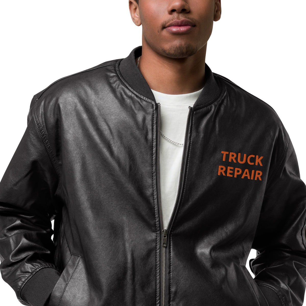TRUCK REPAIR LEATHER BOMBER JACKET