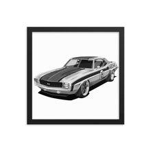 TEXACO CAMARO FRONT B&W FRAMED PHOTO PAPER POSTER