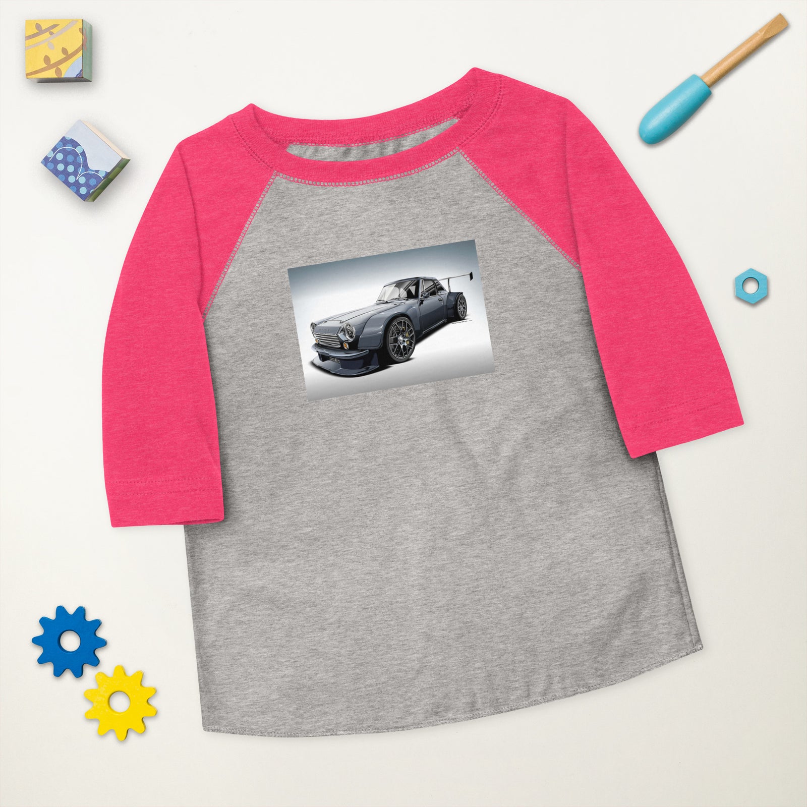 DIRTY DATSUN CAR FRONT TODDLER BASEBALL TEE