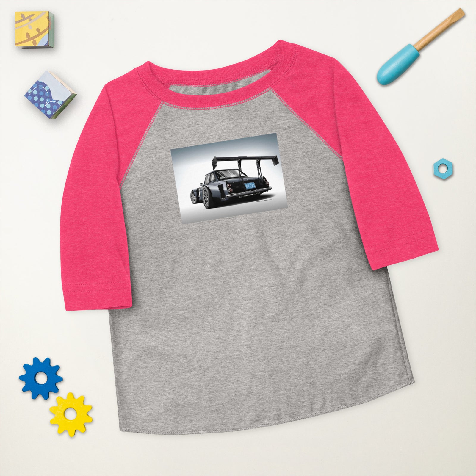 DIRTY DATSUN CAR REAR TODDLER BASEBALL TEE