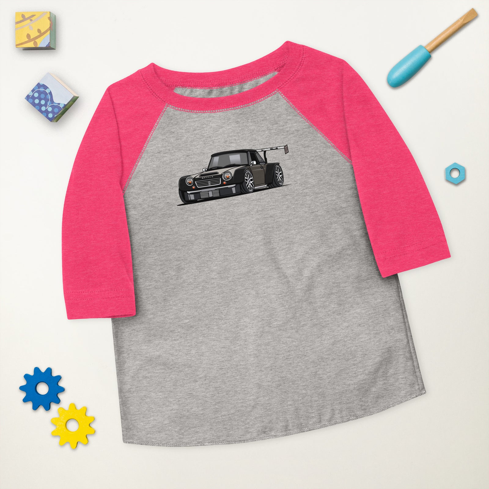 DIRTY DATSUN CAR SIDE TODDLER BASEBALL TEE