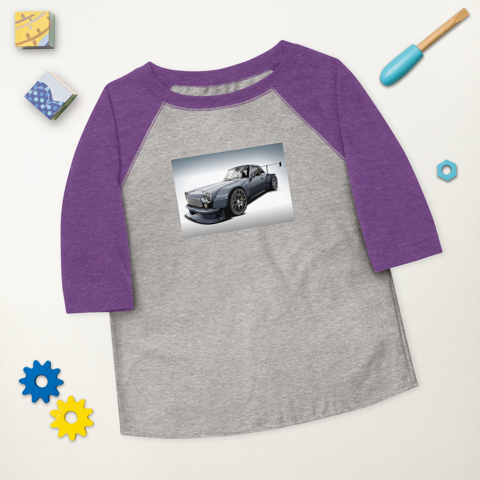 DIRTY DATSUN CAR FRONT TODDLER BASEBALL TEE