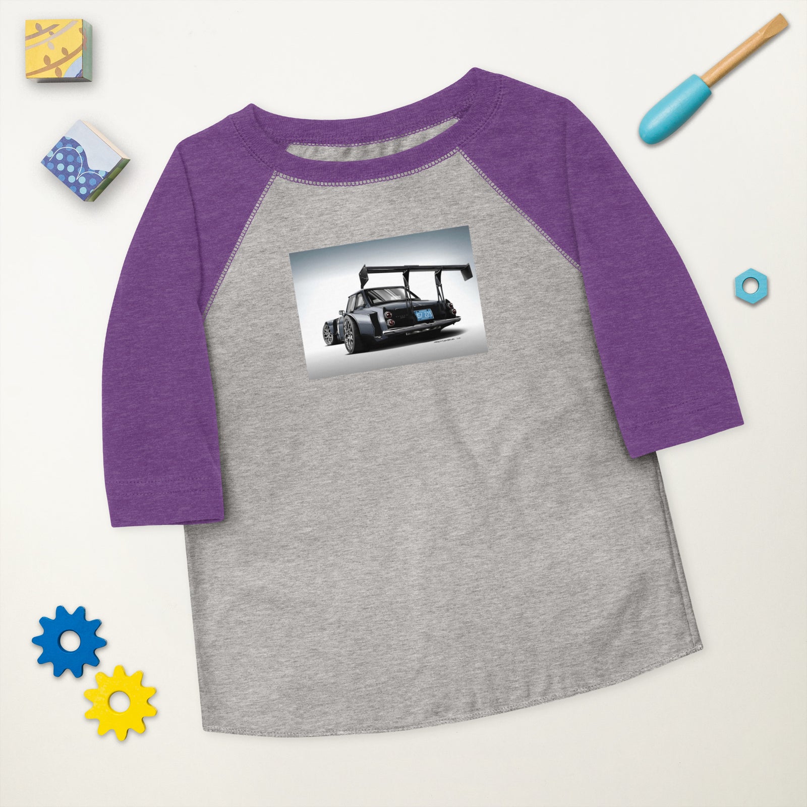 DIRTY DATSUN CAR REAR TODDLER BASEBALL TEE