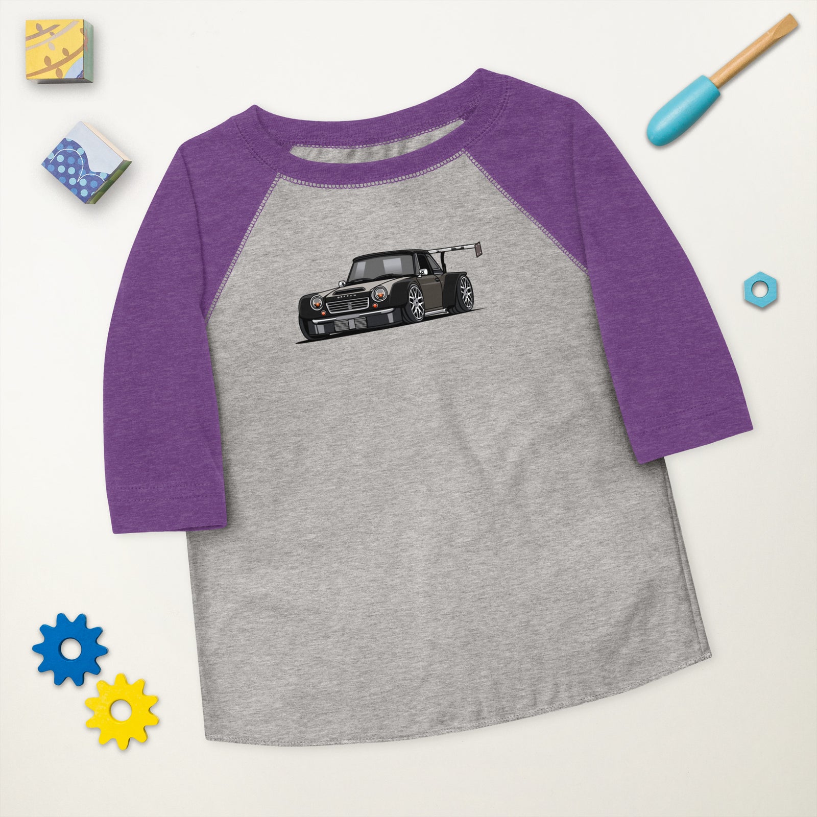 DIRTY DATSUN CAR SIDE TODDLER BASEBALL TEE