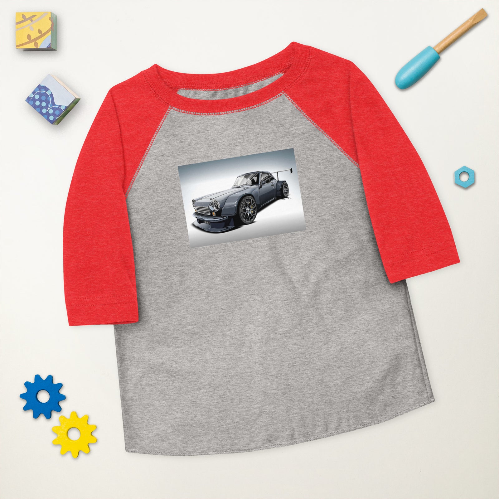 DIRTY DATSUN CAR FRONT TODDLER BASEBALL TEE