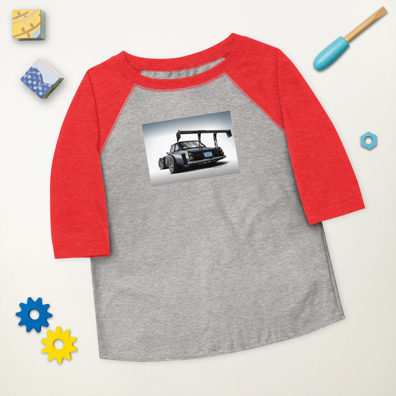 DIRTY DATSUN CAR REAR TODDLER BASEBALL TEE