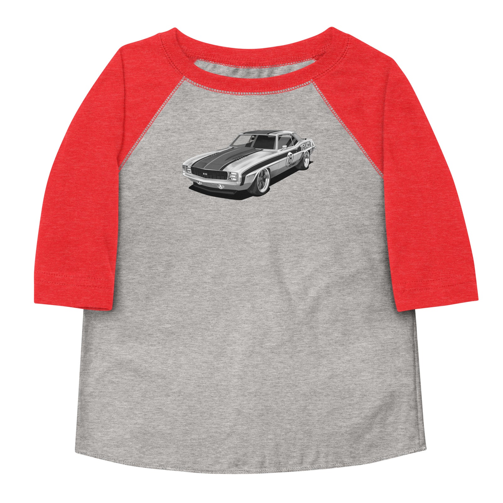 TEXACO CAMARO FRONT B&W TODDLER BASEBALL TEE