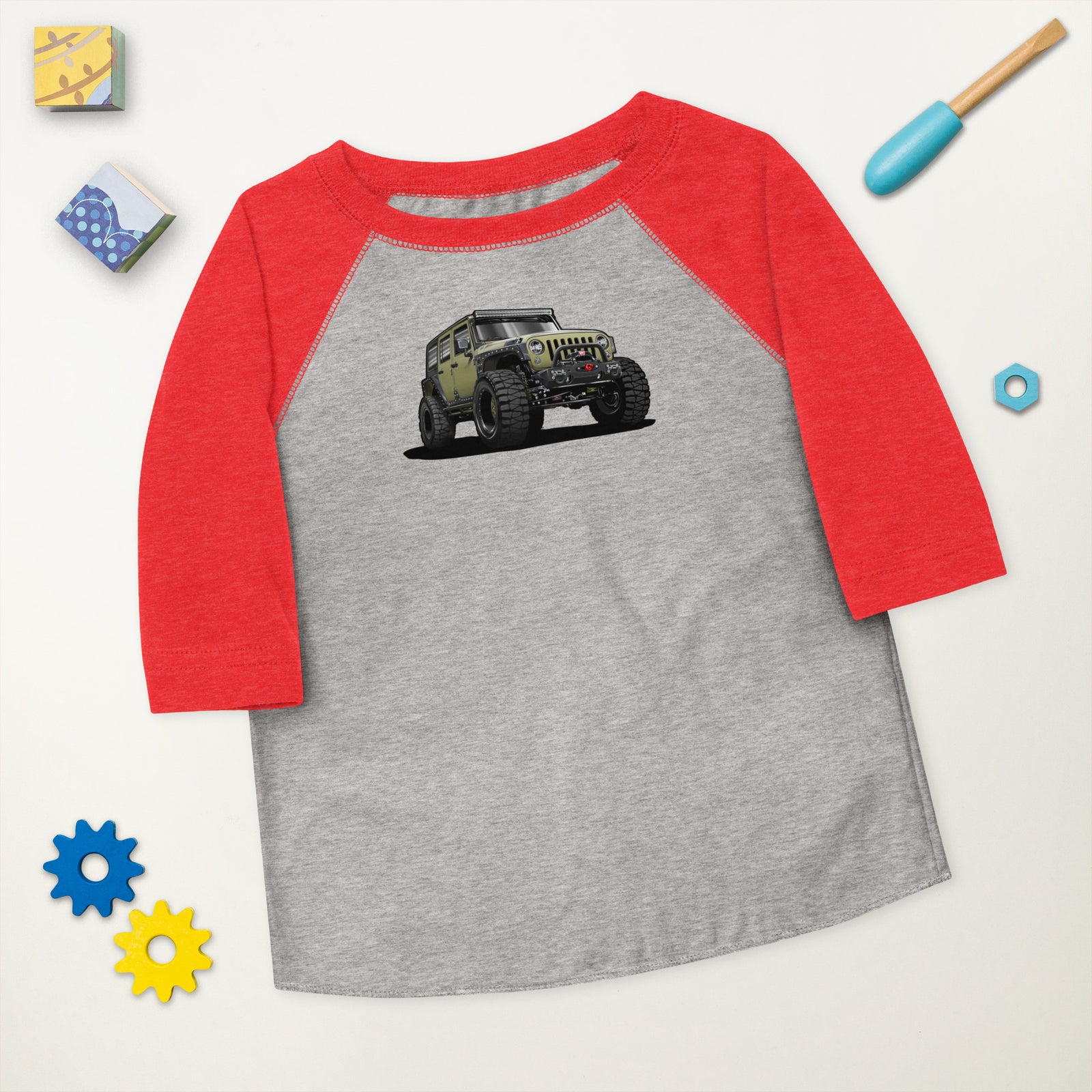 JEEP GREEN SUV CAR BASEBALL TEE
