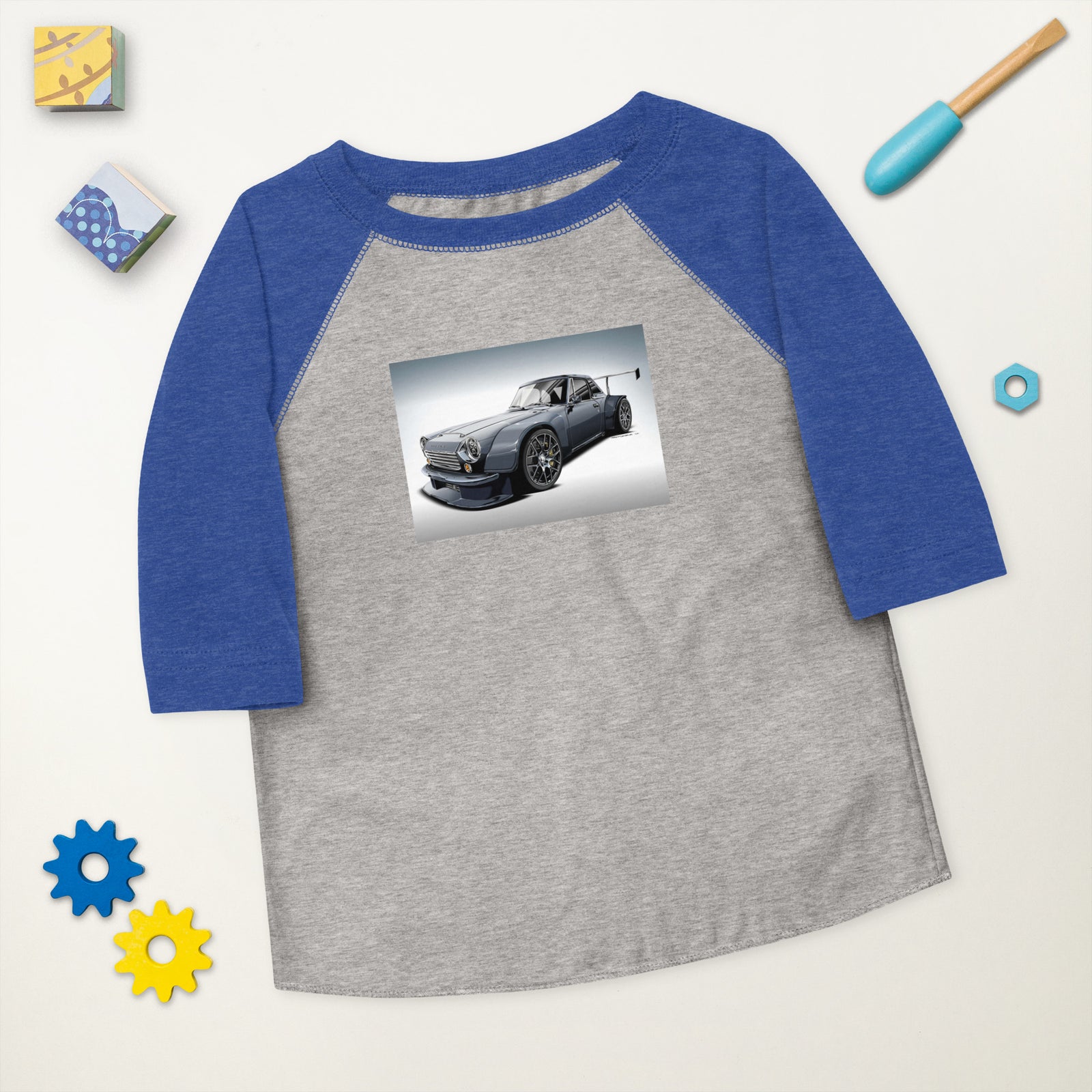 DIRTY DATSUN CAR FRONT TODDLER BASEBALL TEE
