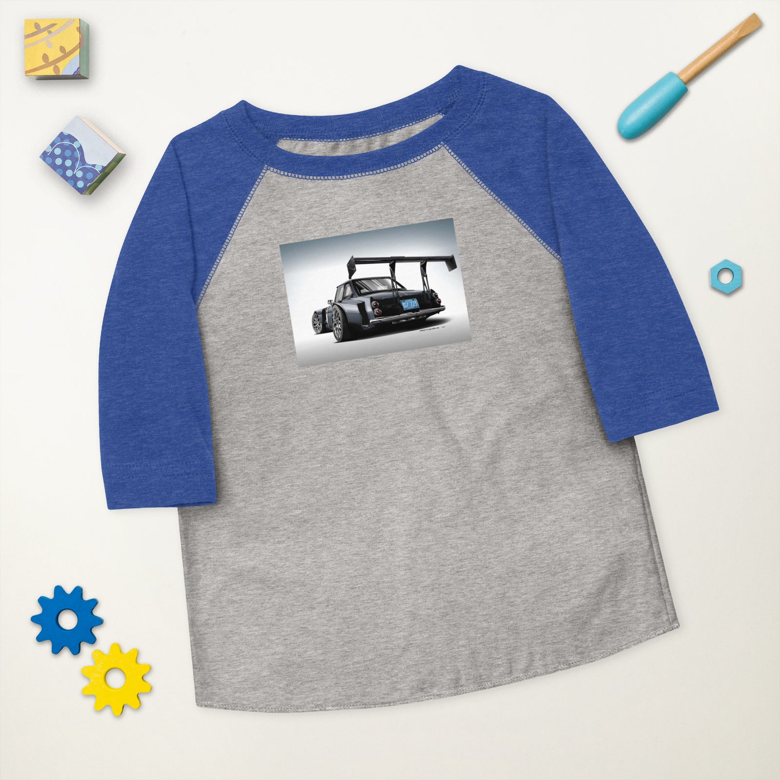 DIRTY DATSUN CAR REAR TODDLER BASEBALL TEE