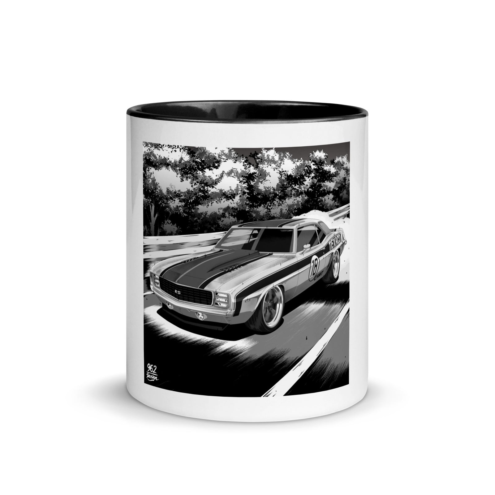 TEXACO CAMARO B&W MUG WITH COLOR INSIDE