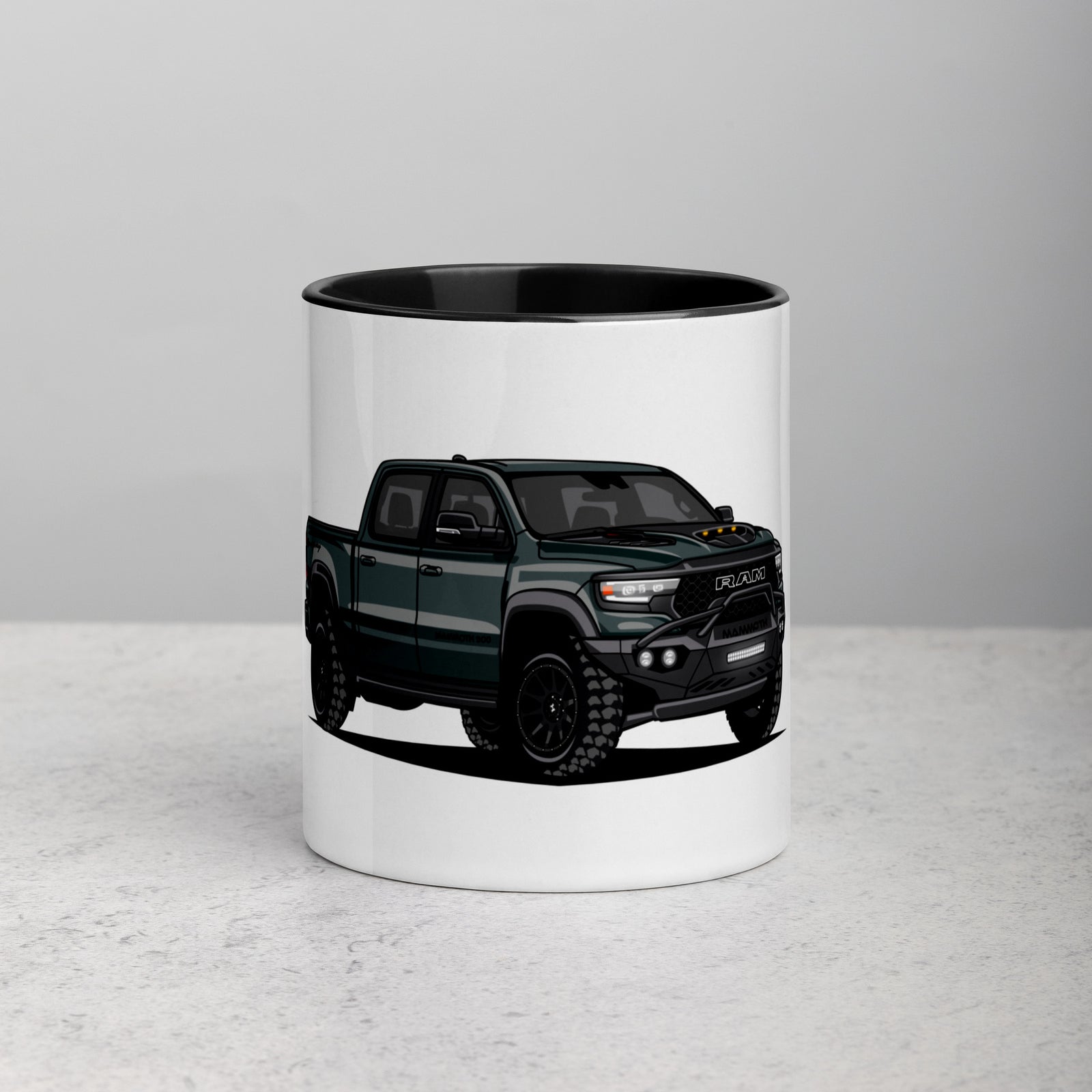 RAM GREEN TRUCK MUG WITH COLOR INSIDE