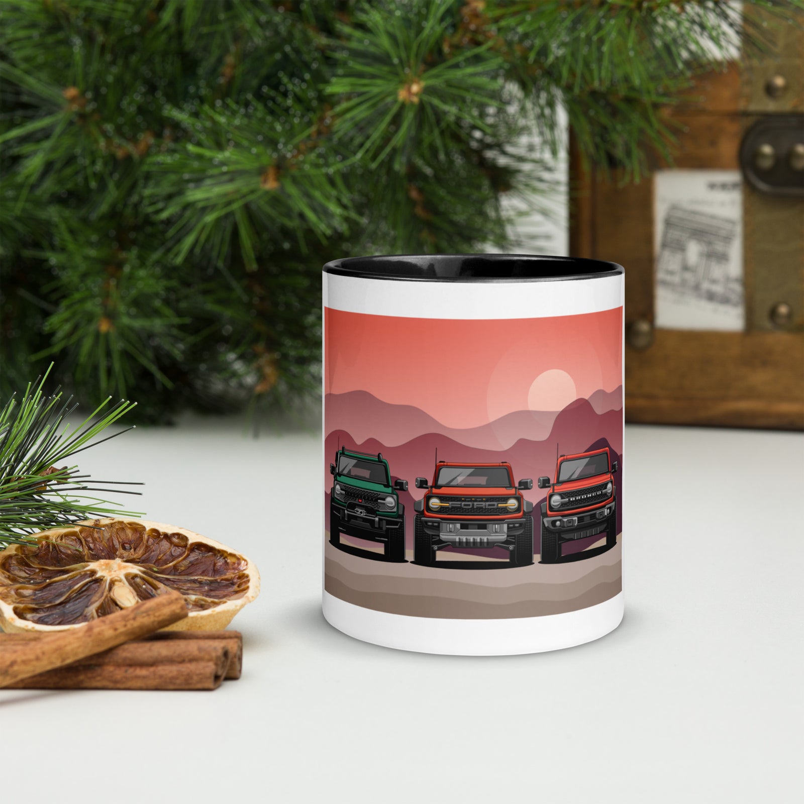 BRONCO SUNSET AMIGOS MUG WITH COLOR INSIDE