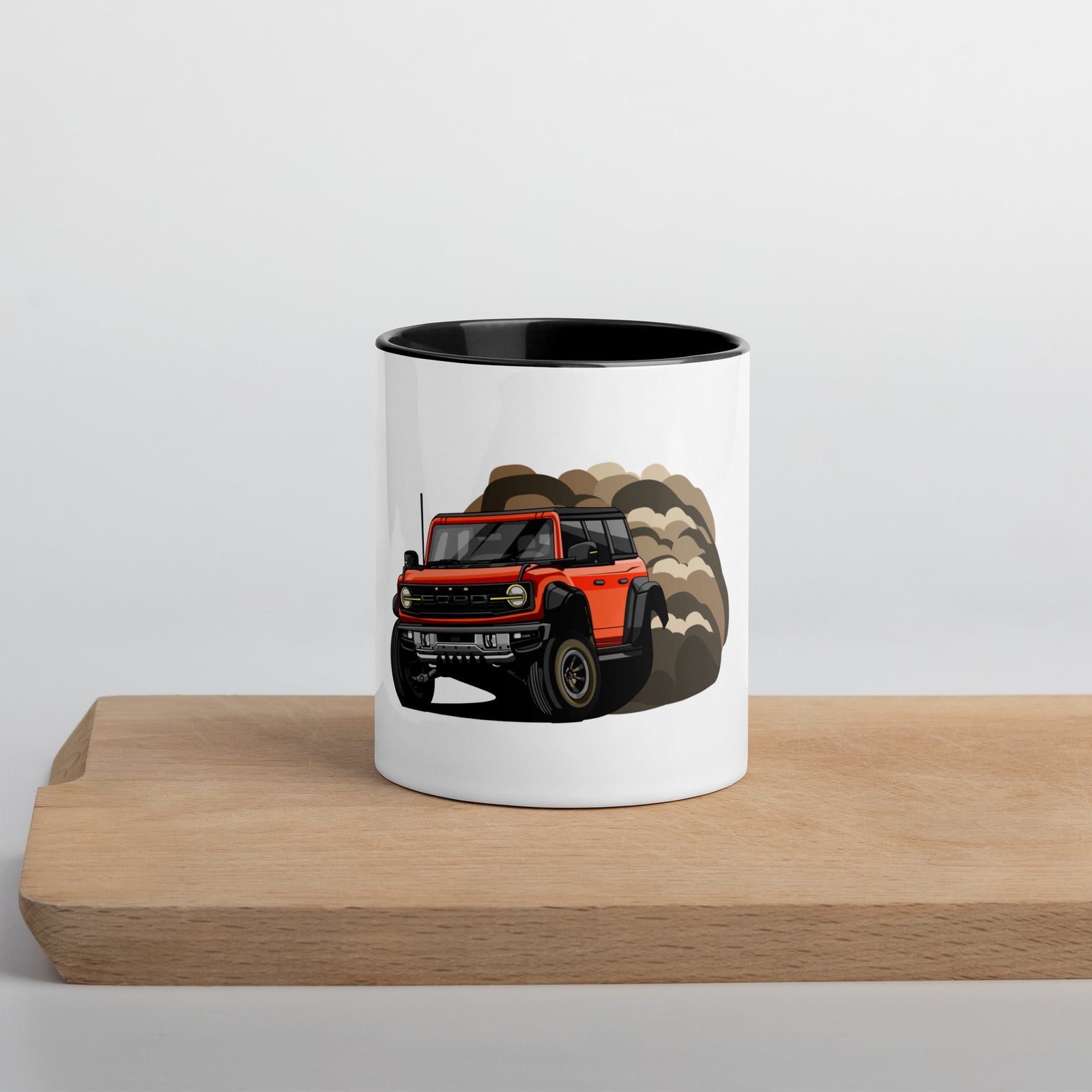 RED BRONCO DIRT DRIFTING MUG WITH COLOR INSIDE