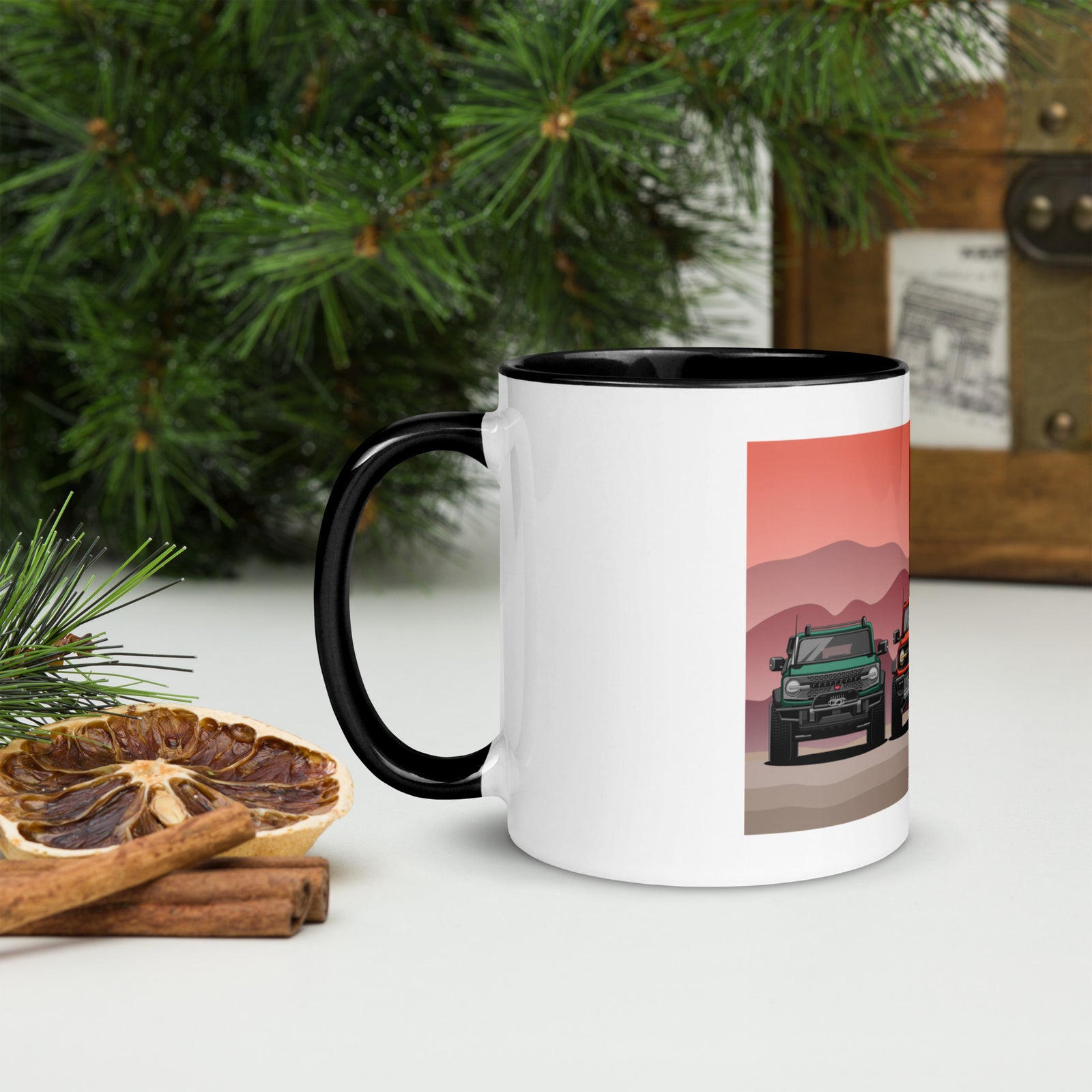 BRONCO SUNSET AMIGOS MUG WITH COLOR INSIDE
