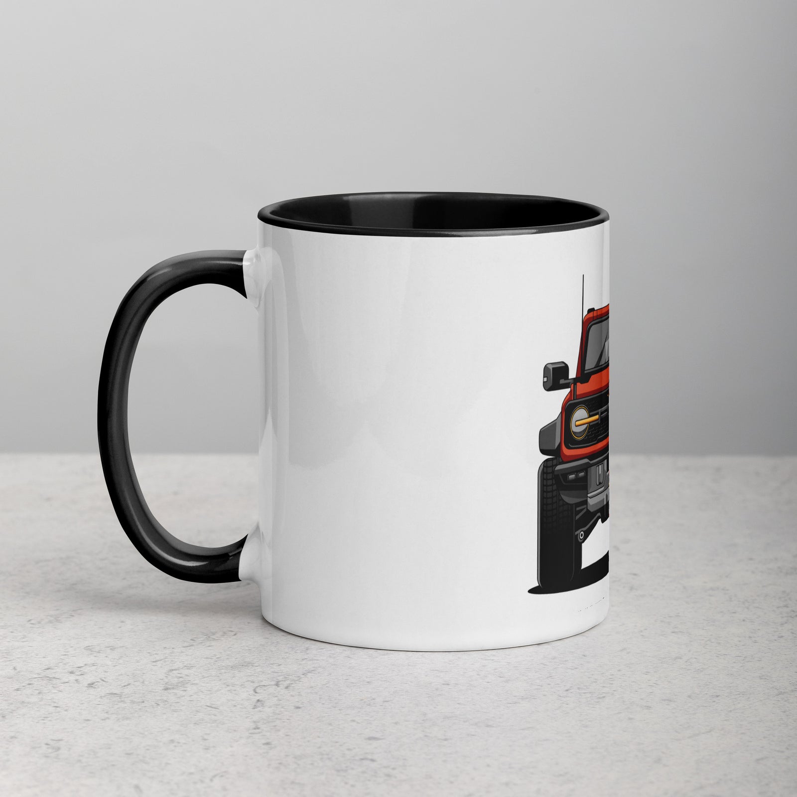 BRONCO RED FRONT END MUG WITH COLOR INSIDE