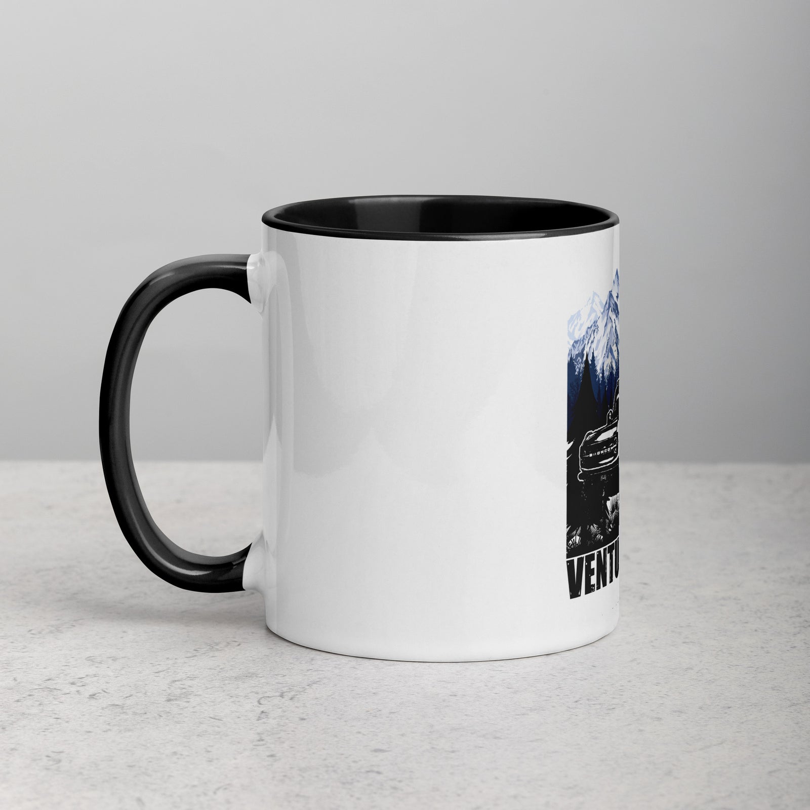 BRONCO SNOW CAPPED MOUNTAINS MUG WITH COLOR INSIDE
