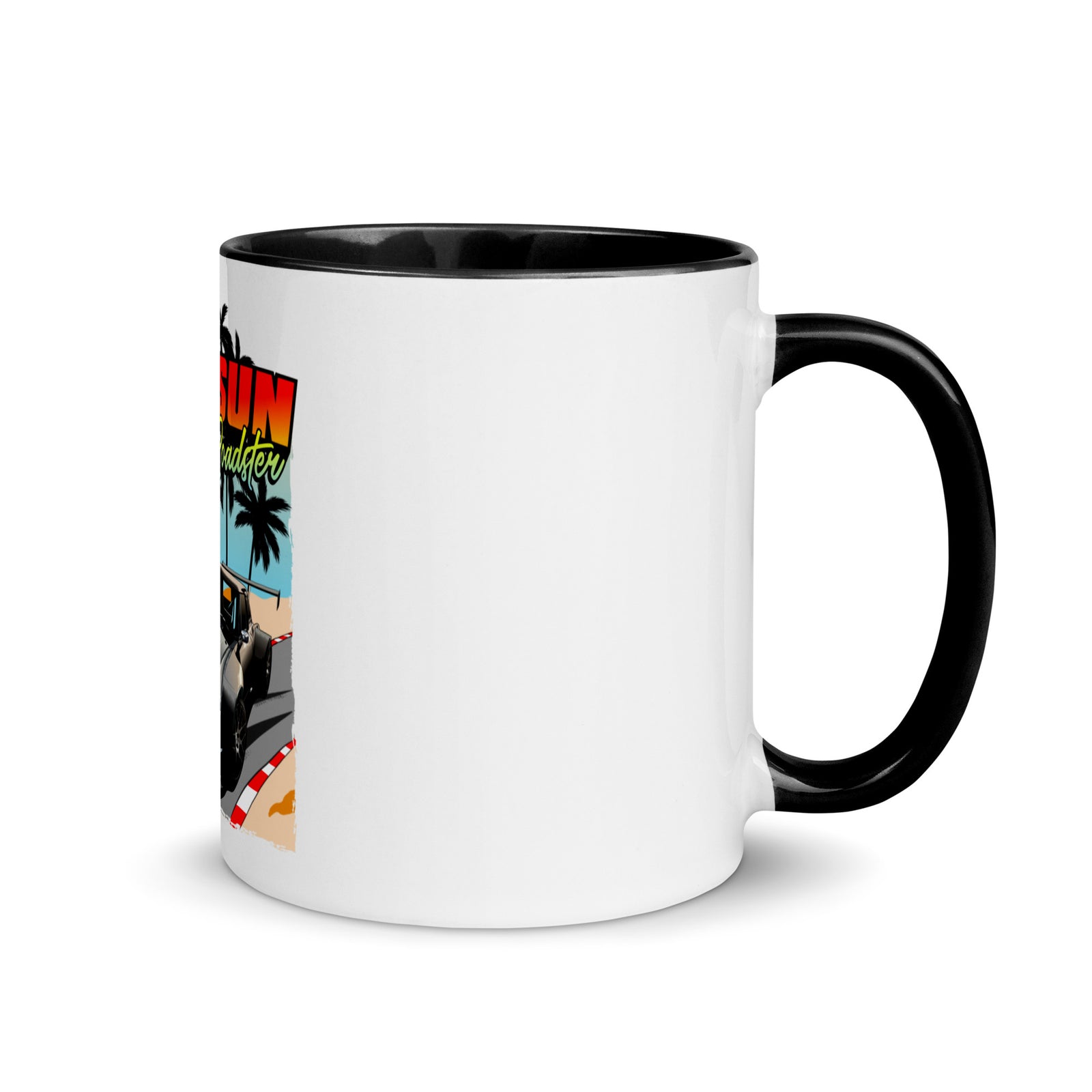 DIRTY DATSUN BLACK CAR SUNSET MUG WITH COLOR INSIDE