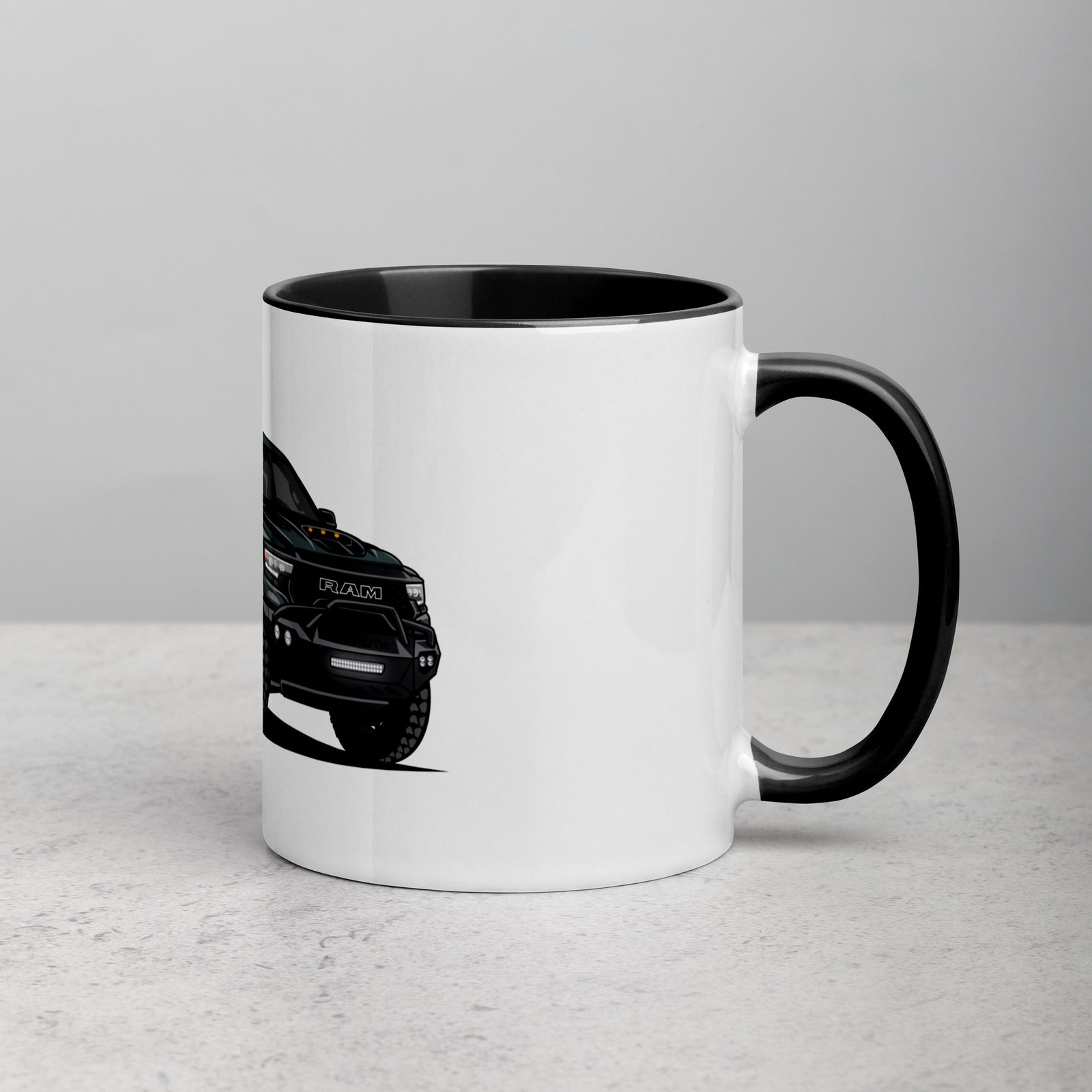 RAM GREEN TRUCK MUG WITH COLOR INSIDE