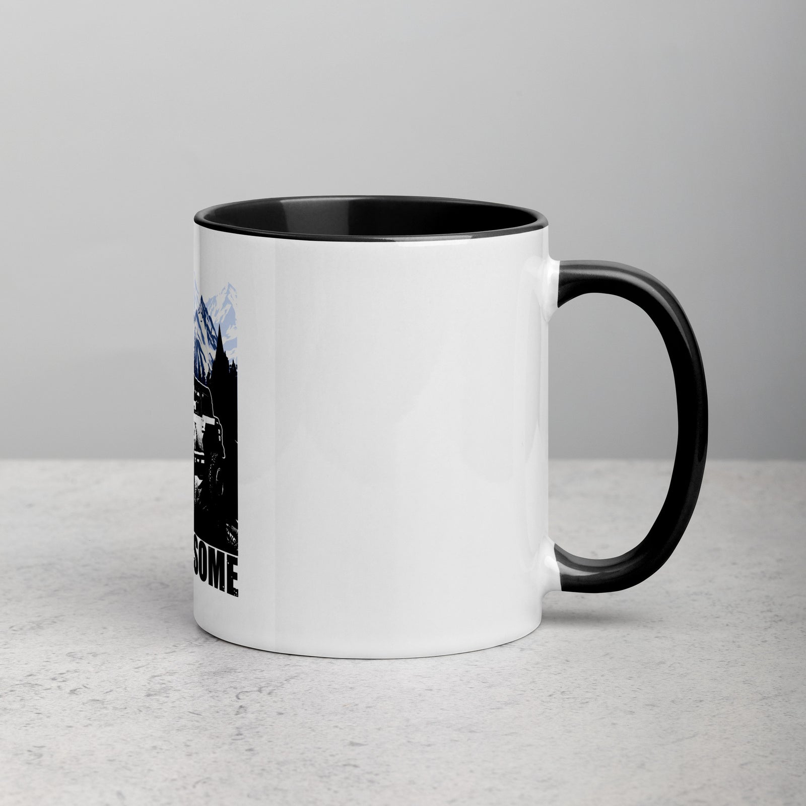 BRONCO SNOW CAPPED MOUNTAINS MUG WITH COLOR INSIDE